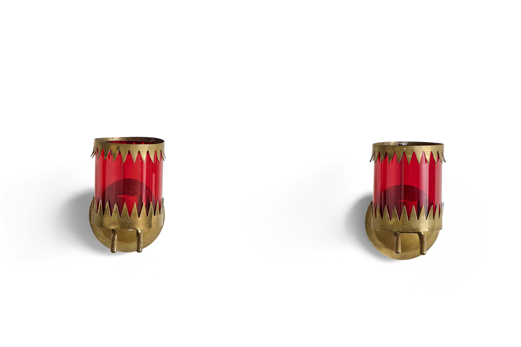 Red Glass & Brass Sconces