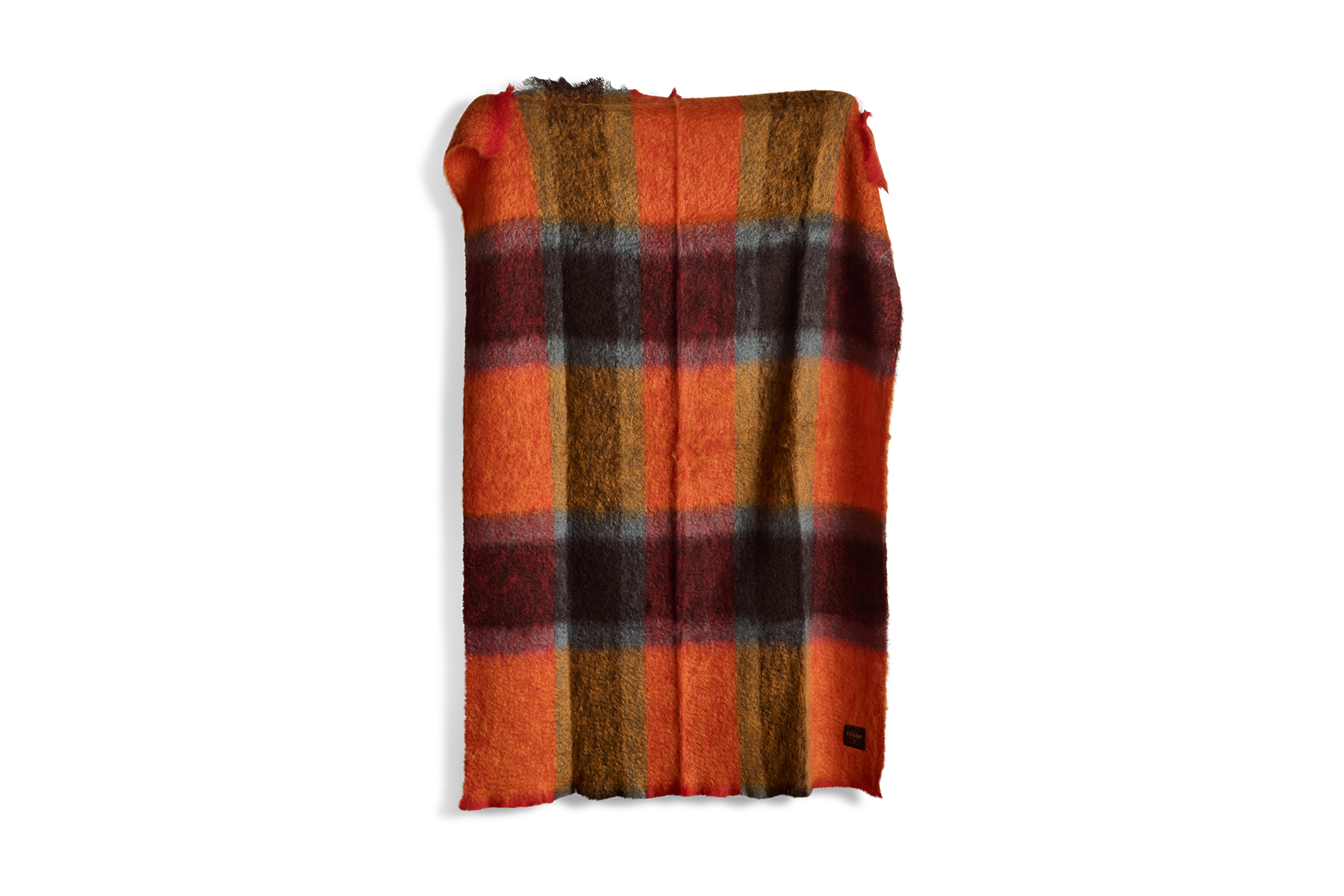 Mohair Throw in Vermillion Plaid