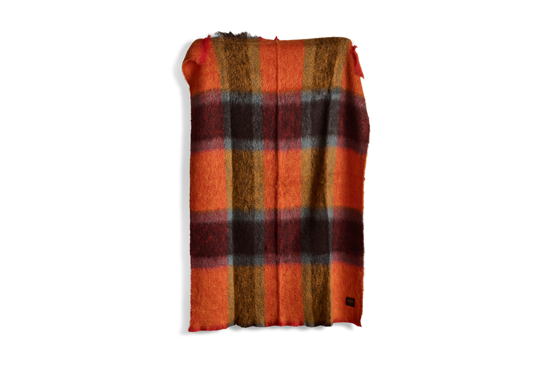 Mohair Throw in Vermillion Plaid