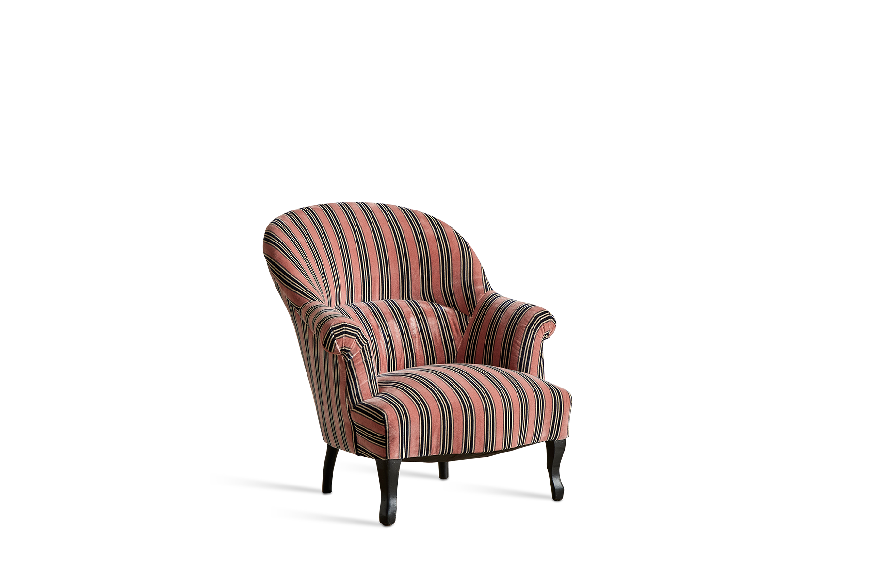 Pair of Velvet Striped Crapaud Chairs