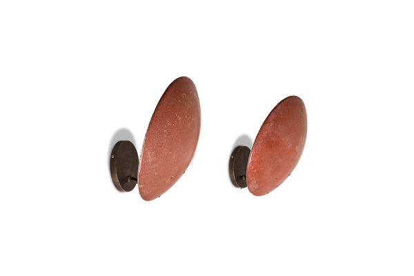 Pair of Red Dome Sconces