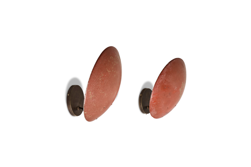 Pair of Red Dome Sconces