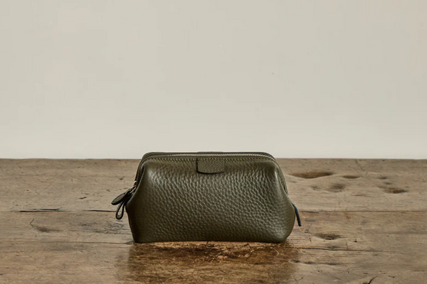 Olive Leather Travel Bag, Small