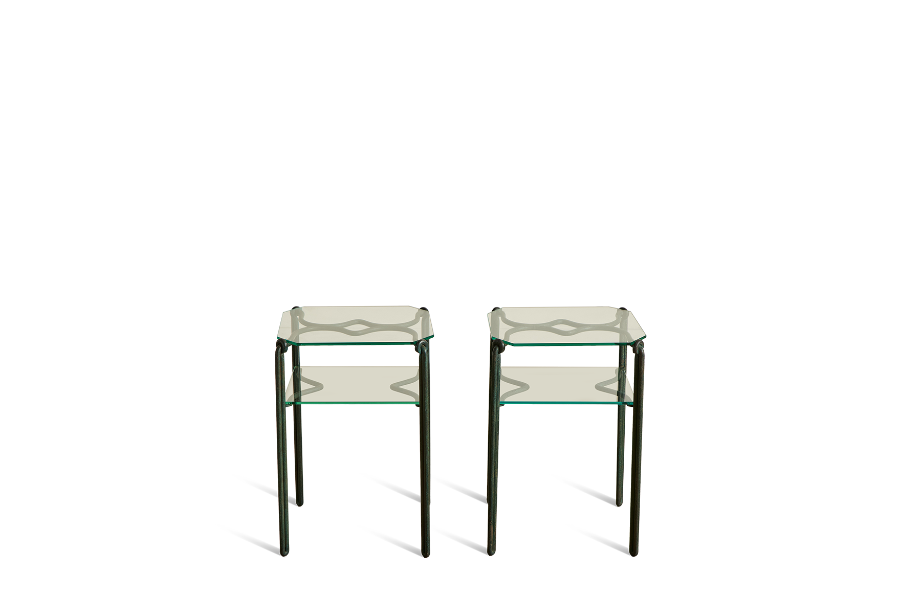 Pair of Bronze & Glass Side Tables