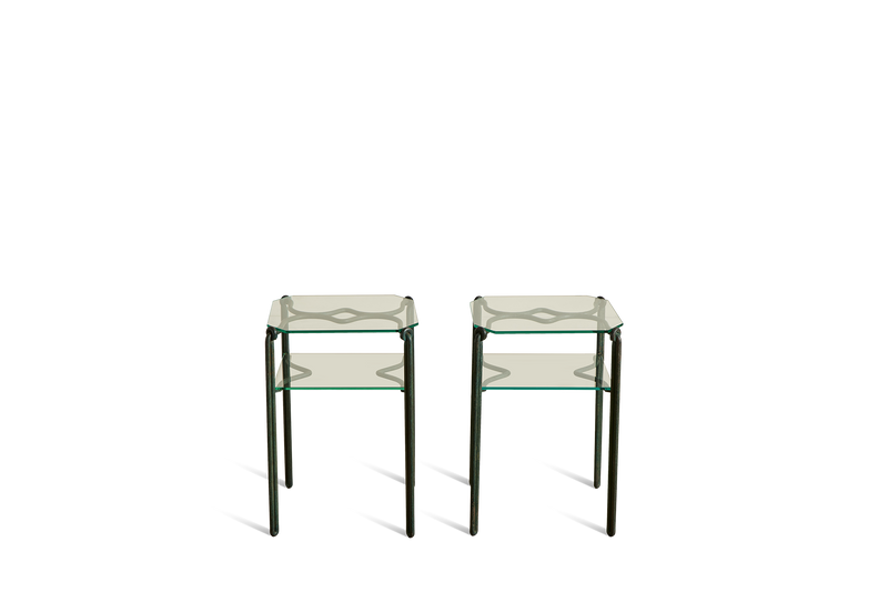 Pair of Bronze & Glass Side Tables