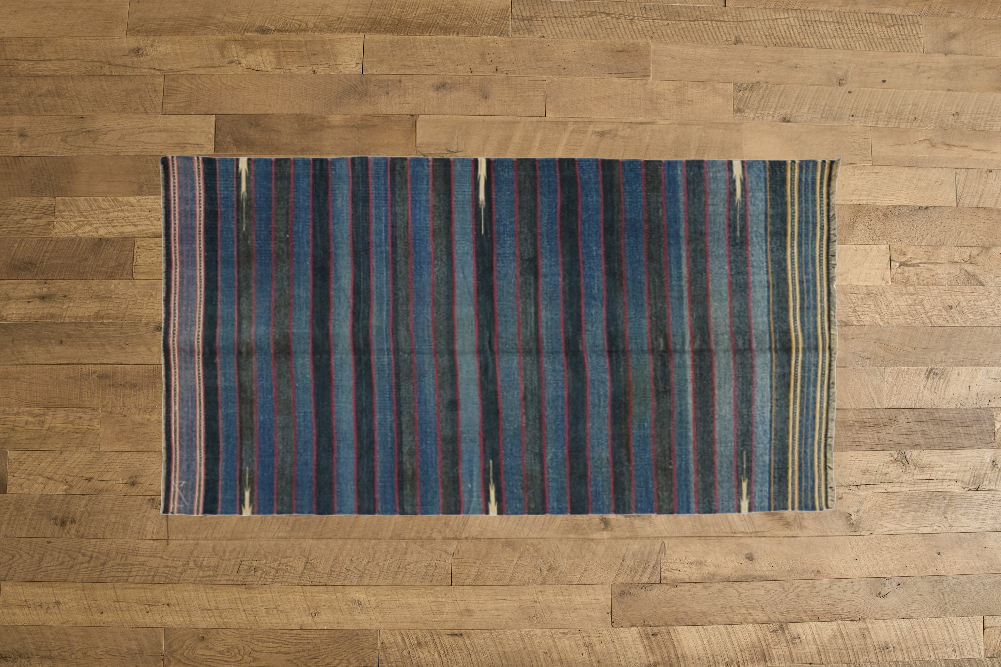Blue Stripe Dhurrie Runner 3'6 X 6’