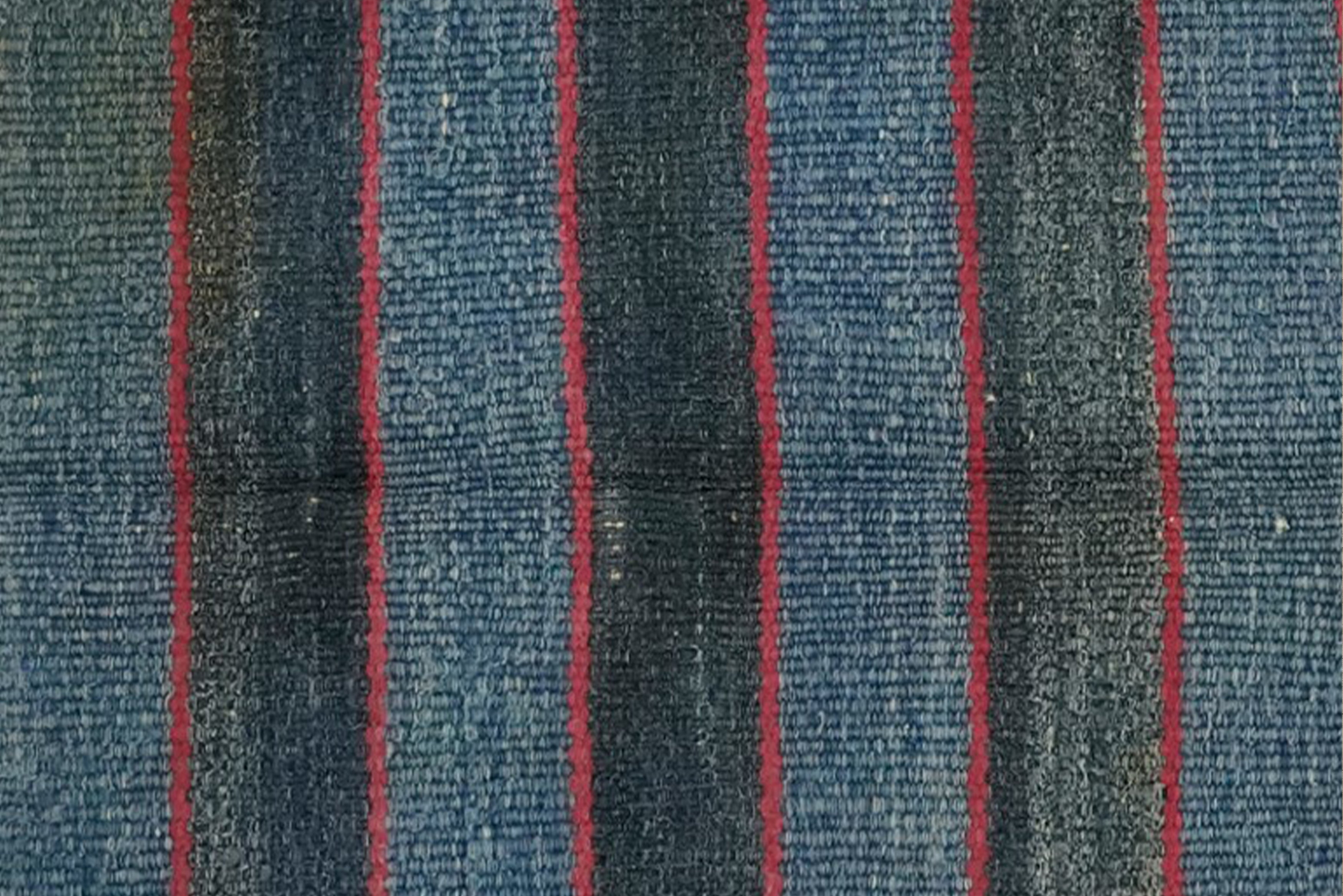 Blue Stripe Dhurrie Runner 3'6 X 6’