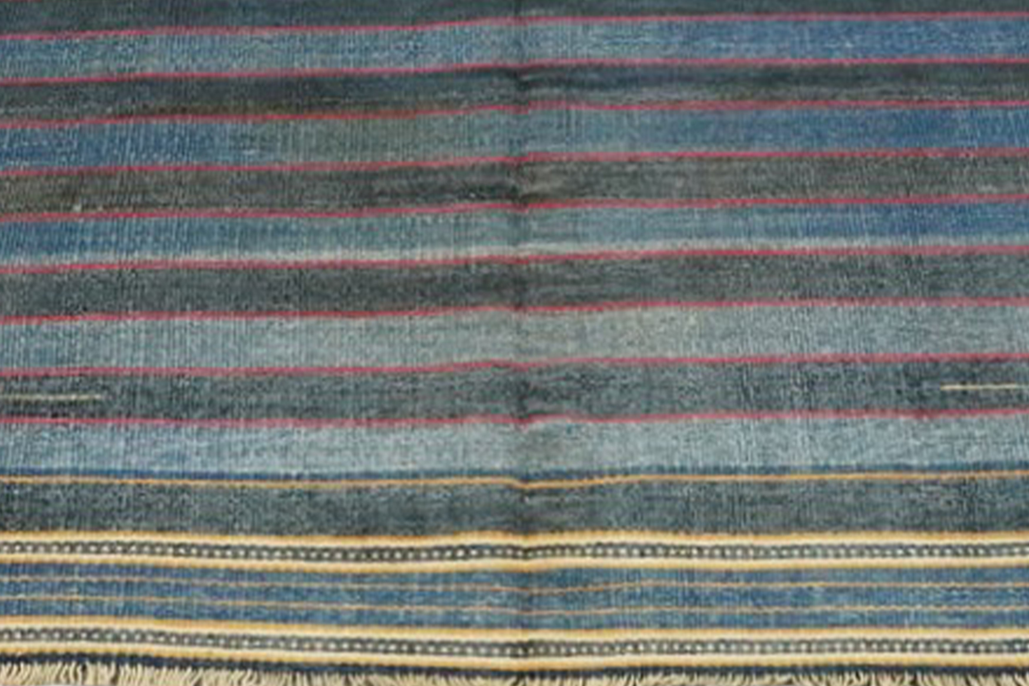 Blue Stripe Dhurrie Runner 3'6 X 6’