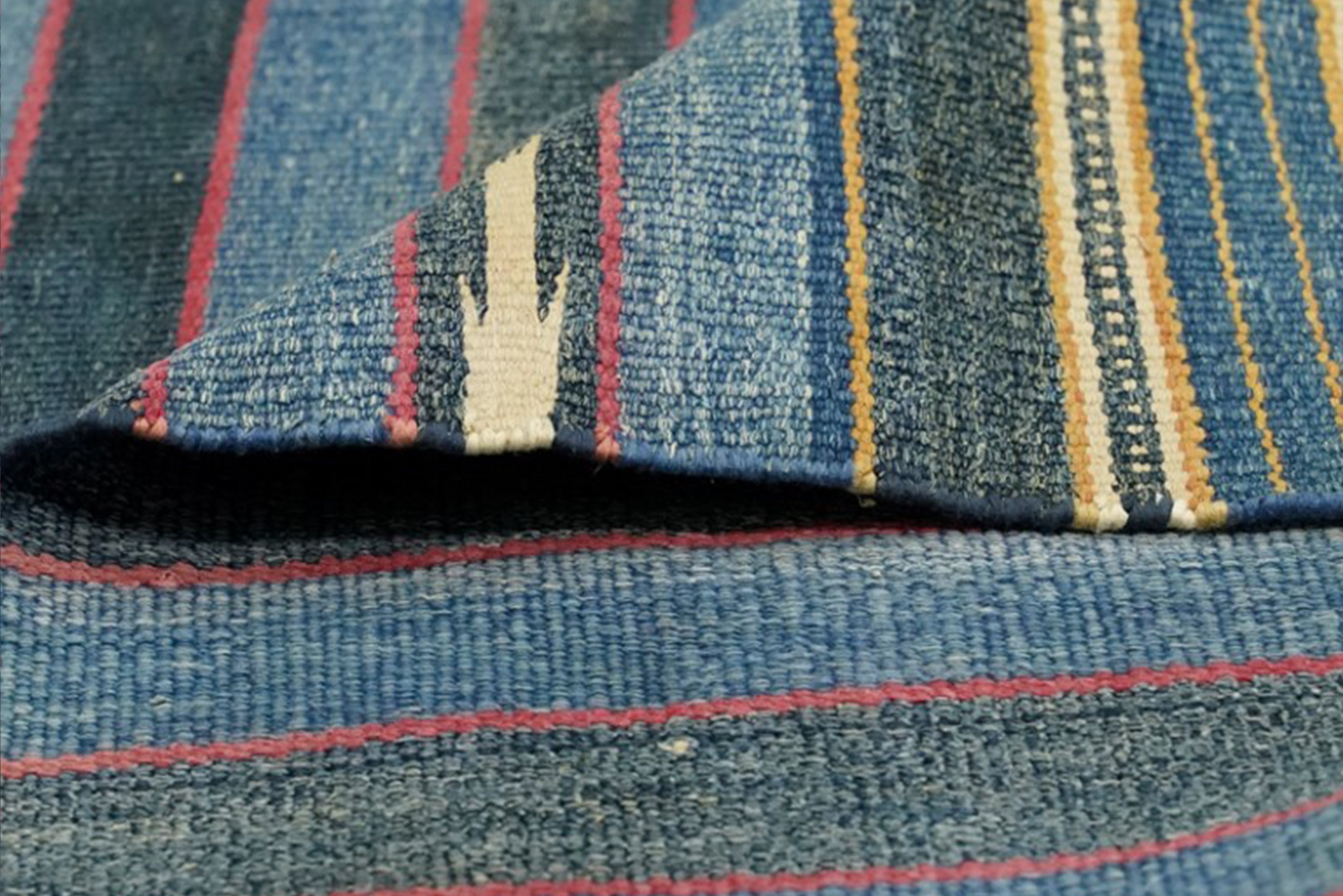 Blue Stripe Dhurrie Runner 3'6 X 6’