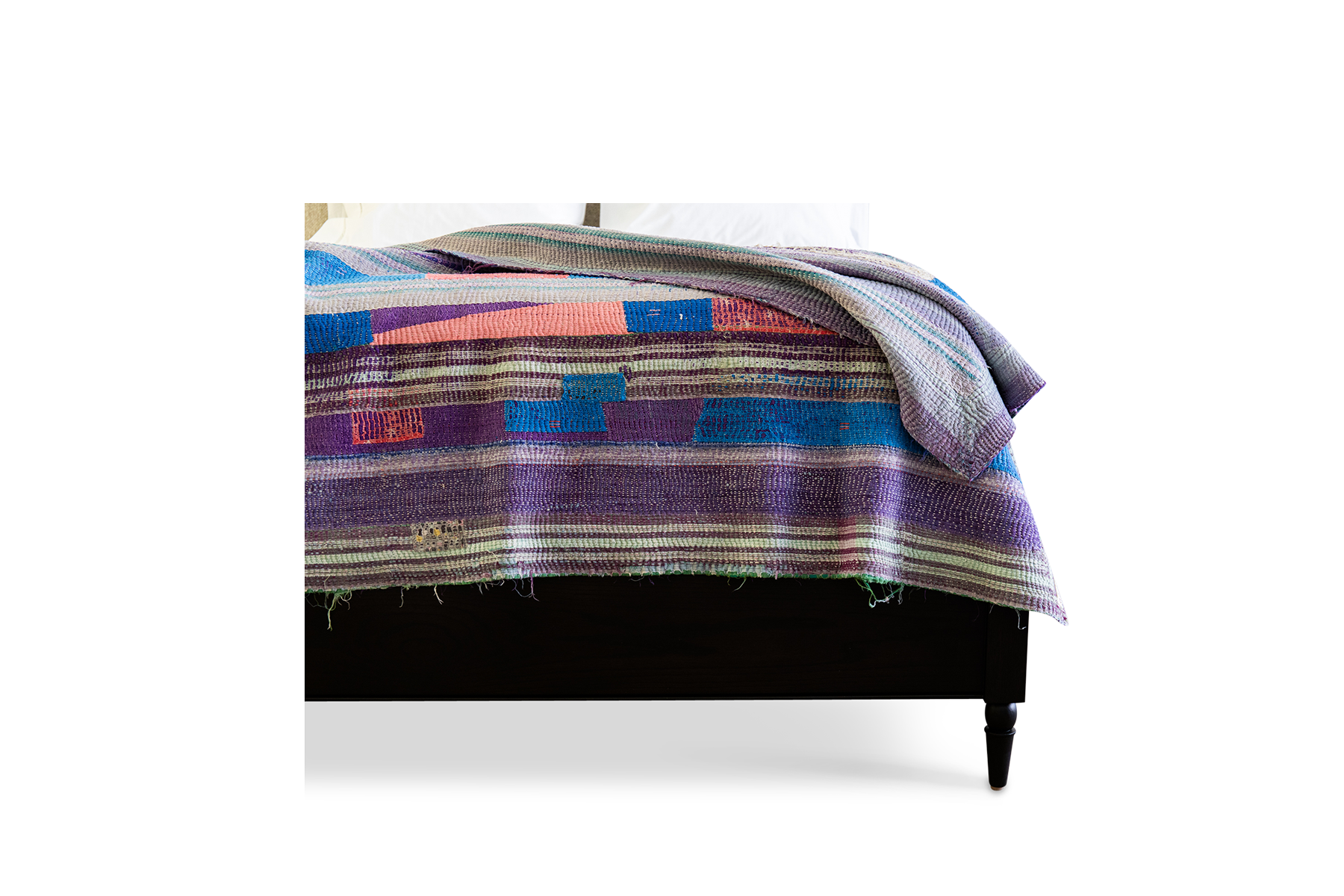 Purple and Blue Kantha Quilt (Reversible)