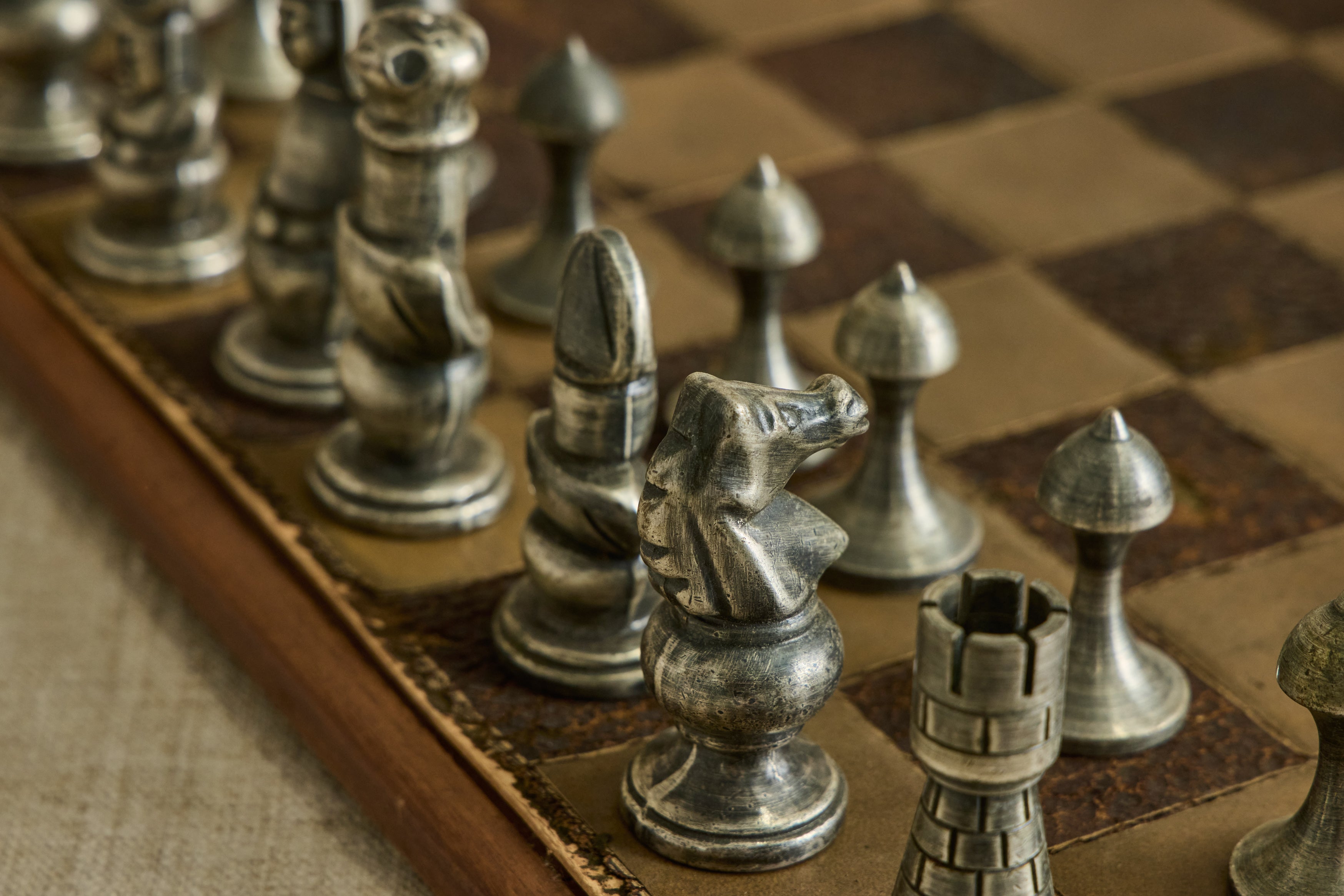 Leather & Wood Chess Board