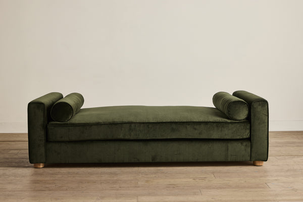 Shown in Holland & Sherry Dark Olive Corduroy and Natural Oak |Inquire for Pricing