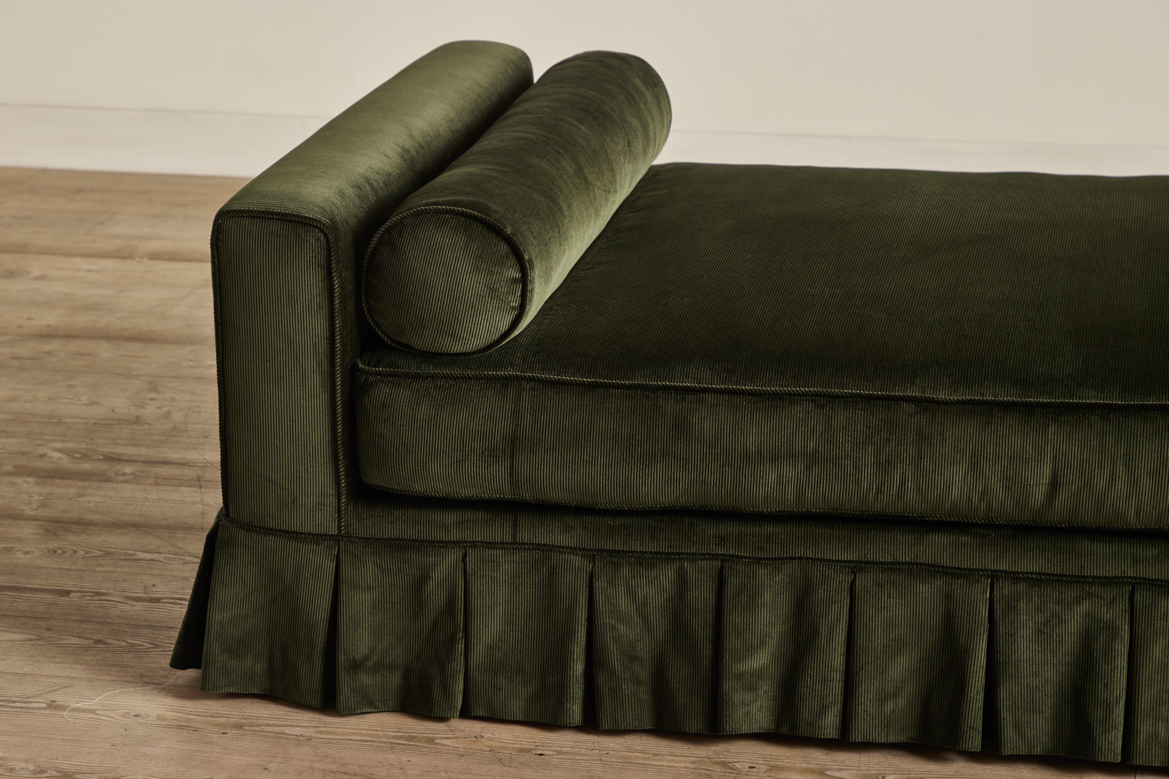 Shown in Holland & Sherry Dark Olive Corduroy and Natural Oak 