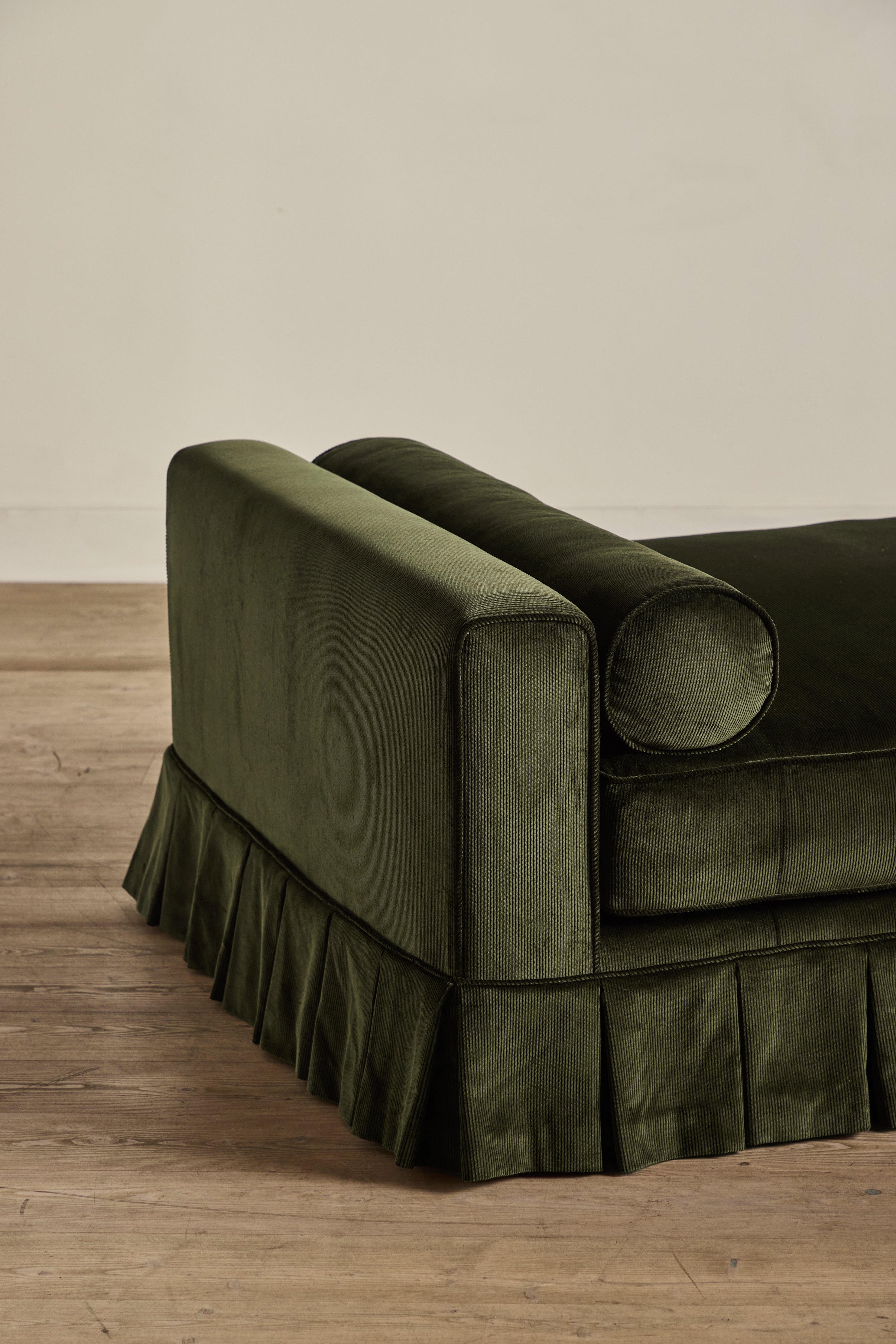 Shown in Holland & Sherry Dark Olive Corduroy and Natural Oak 