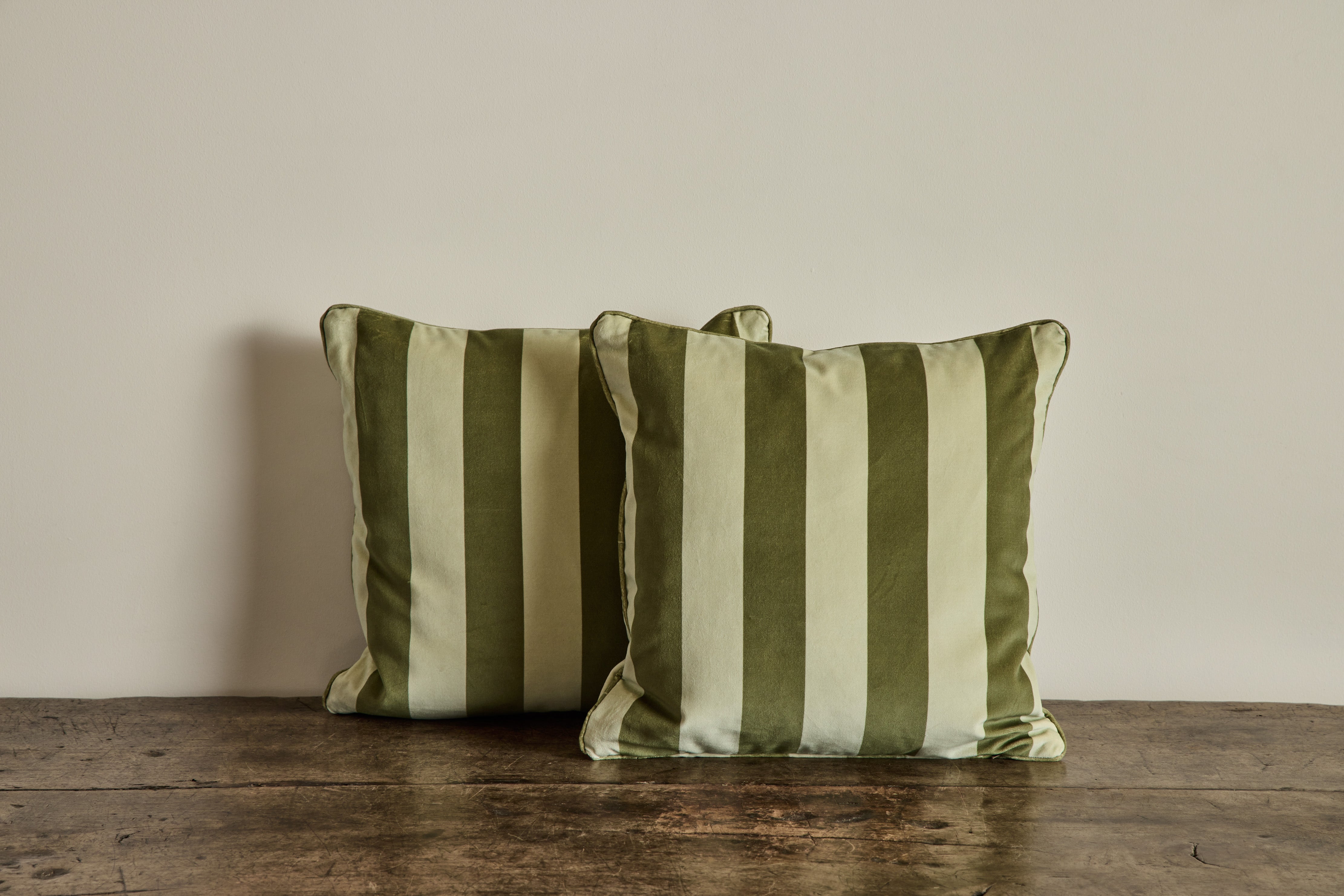 Velvet Pillow in Camelot Stripe, Juniper