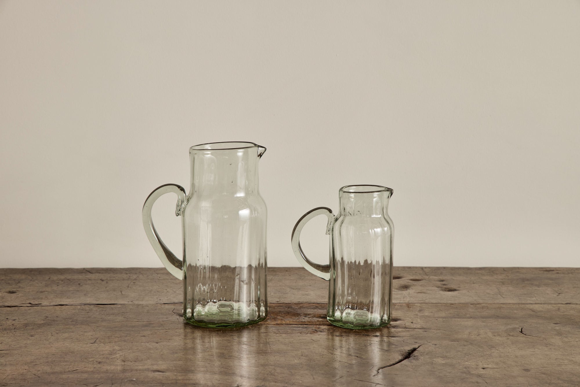 Ribbed Glass Pitcher (Multiple Sizes)