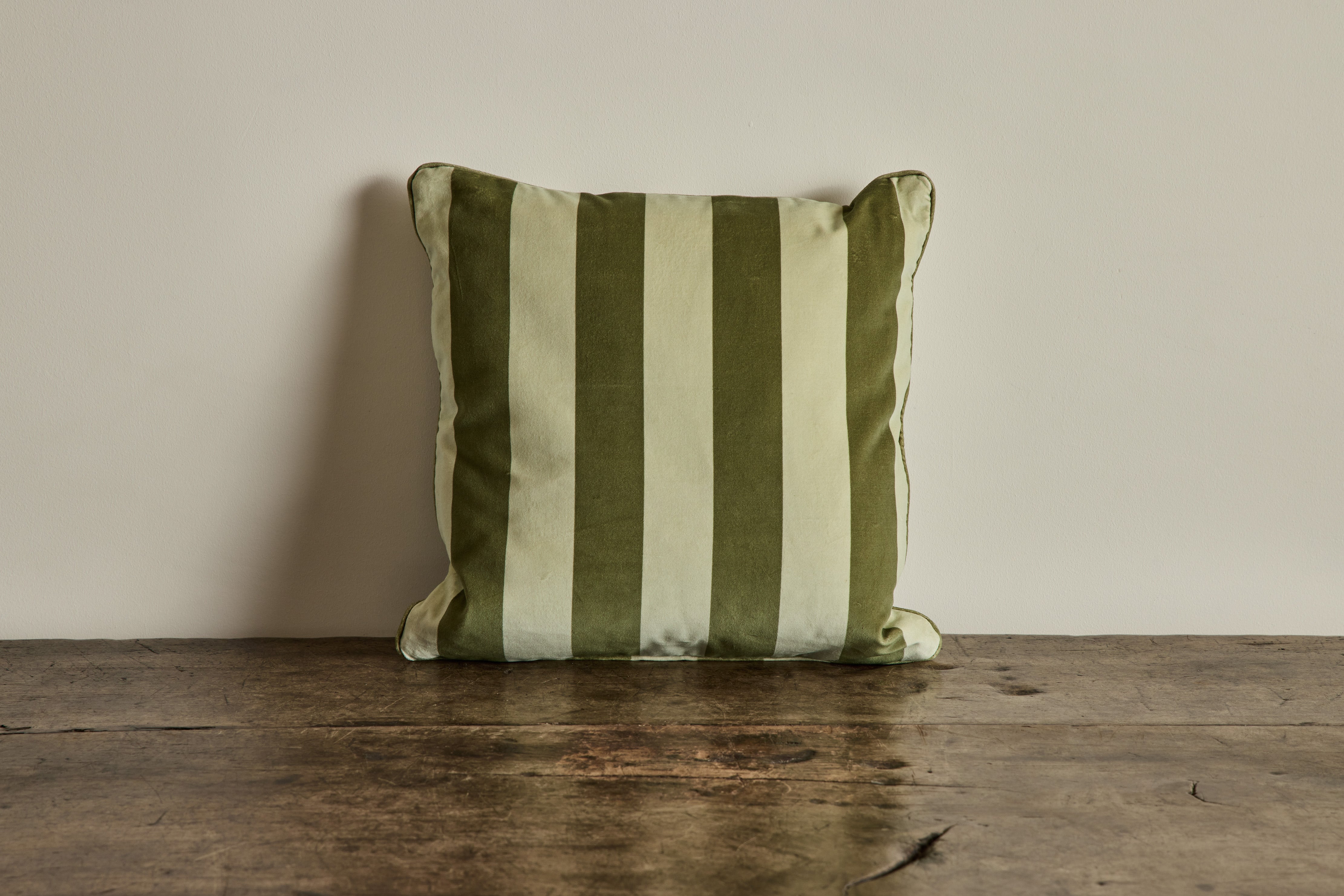 Velvet Pillow in Camelot Stripe, Juniper