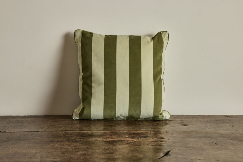 Velvet Pillow in Camelot Stripe, Juniper