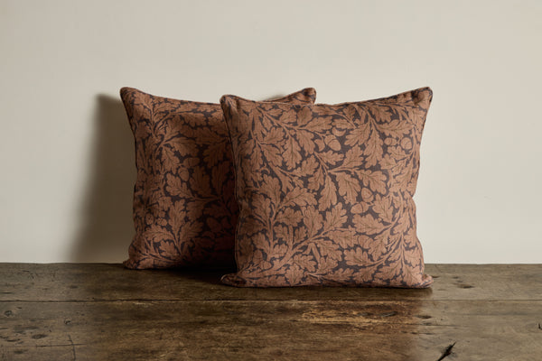 Linen Pillow in Quercus, Aubergine