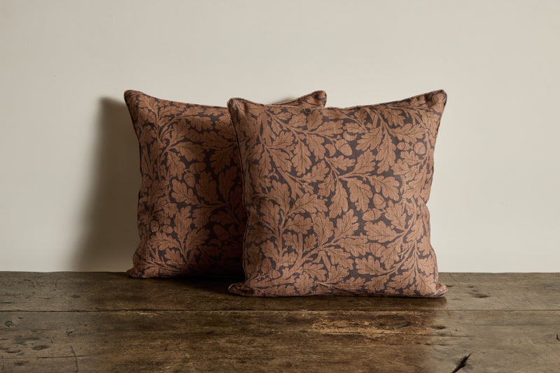 Linen Pillow in Quercus, Aubergine