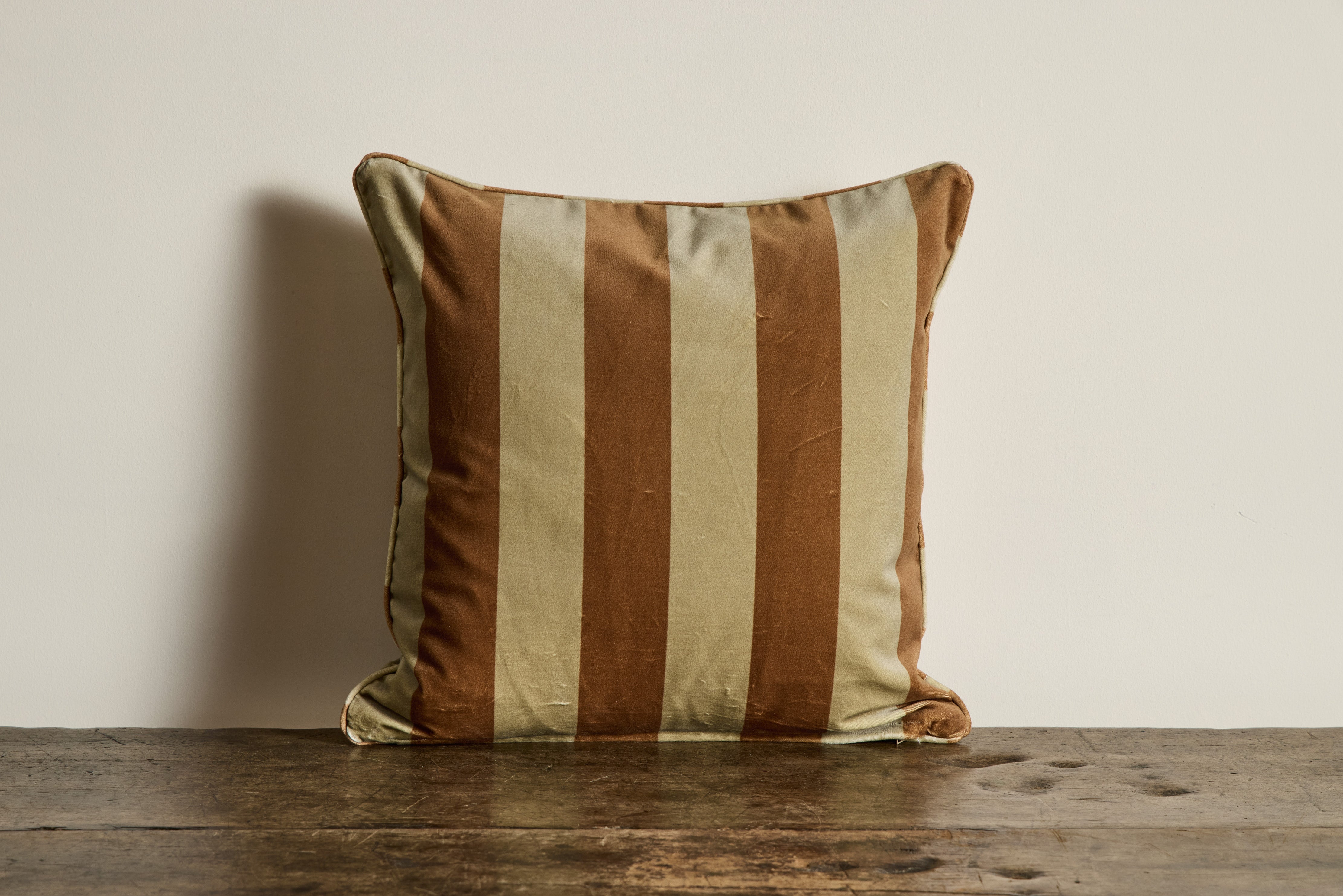 Velvet Pillow in Camelot Stripe, Ginger