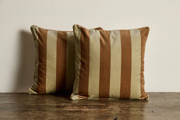 Velvet Pillow in Camelot Stripe, Ginger