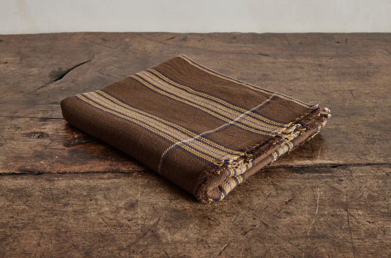 Cotton Throw in Khaki Stripe