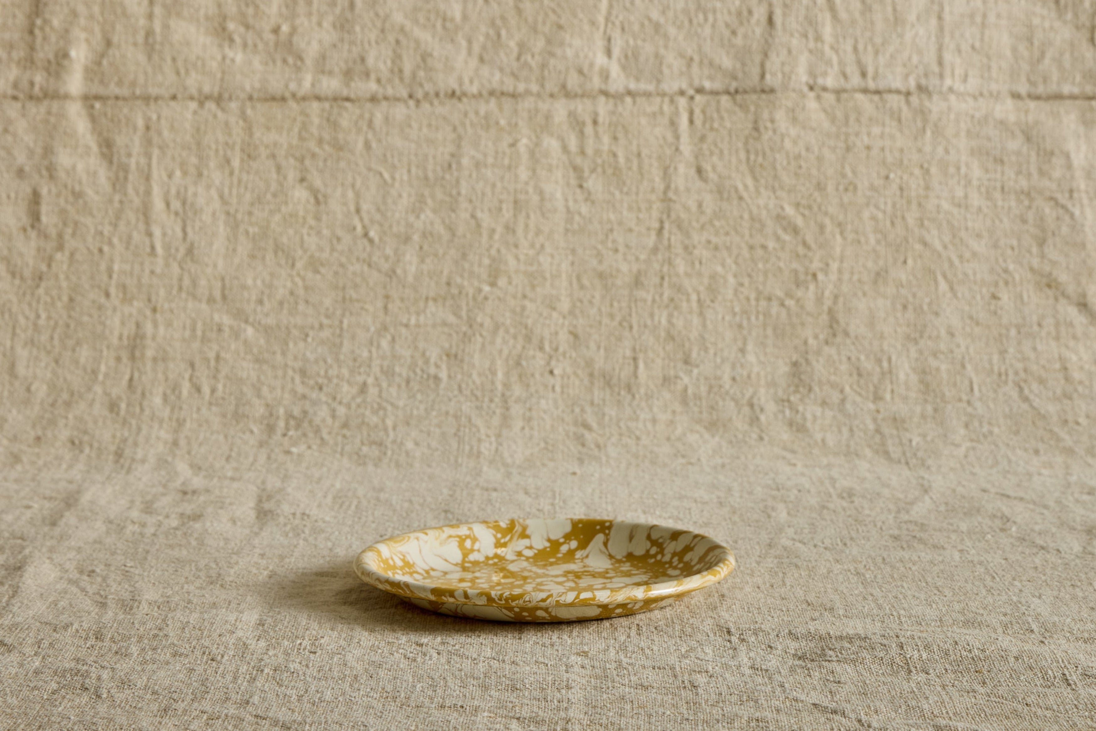 Enamelware Side Plate in Citron Splatter