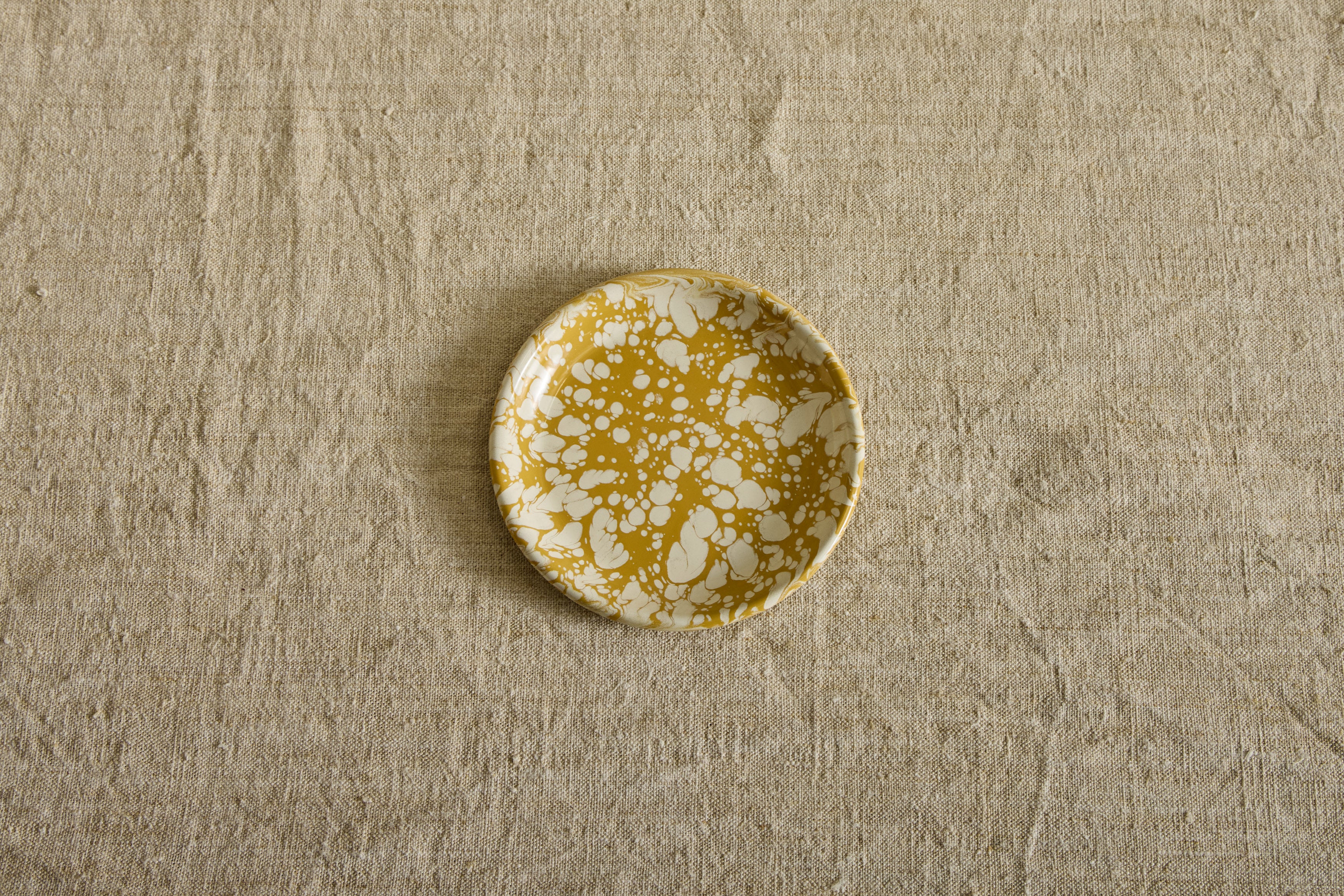 Enamelware Side Plate in Citron Splatter