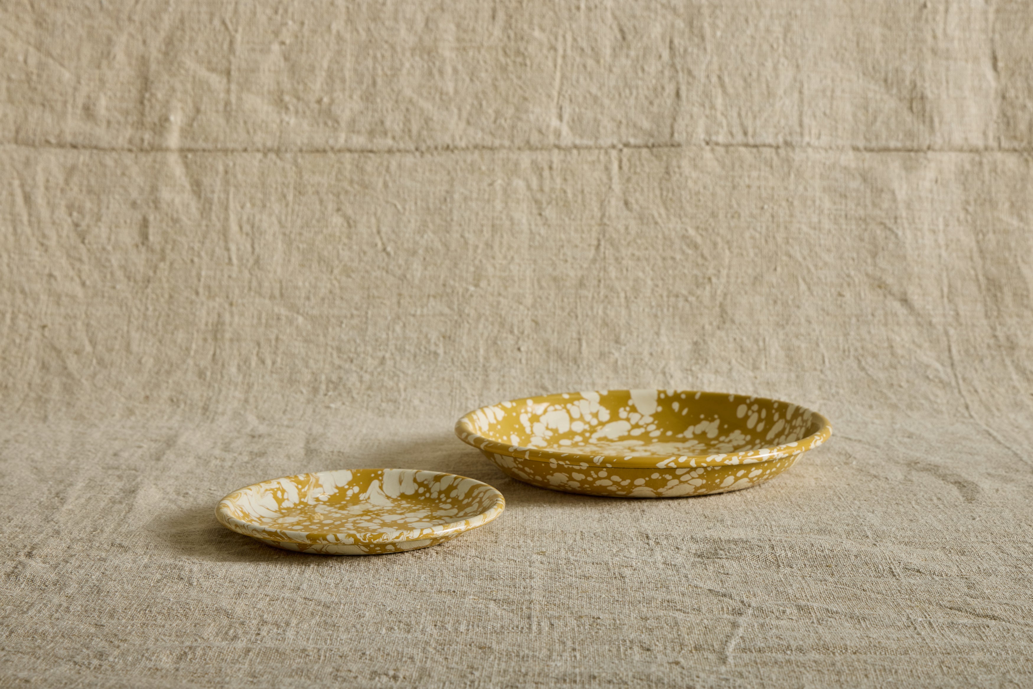Enamelware Side Plate in Citron Splatter