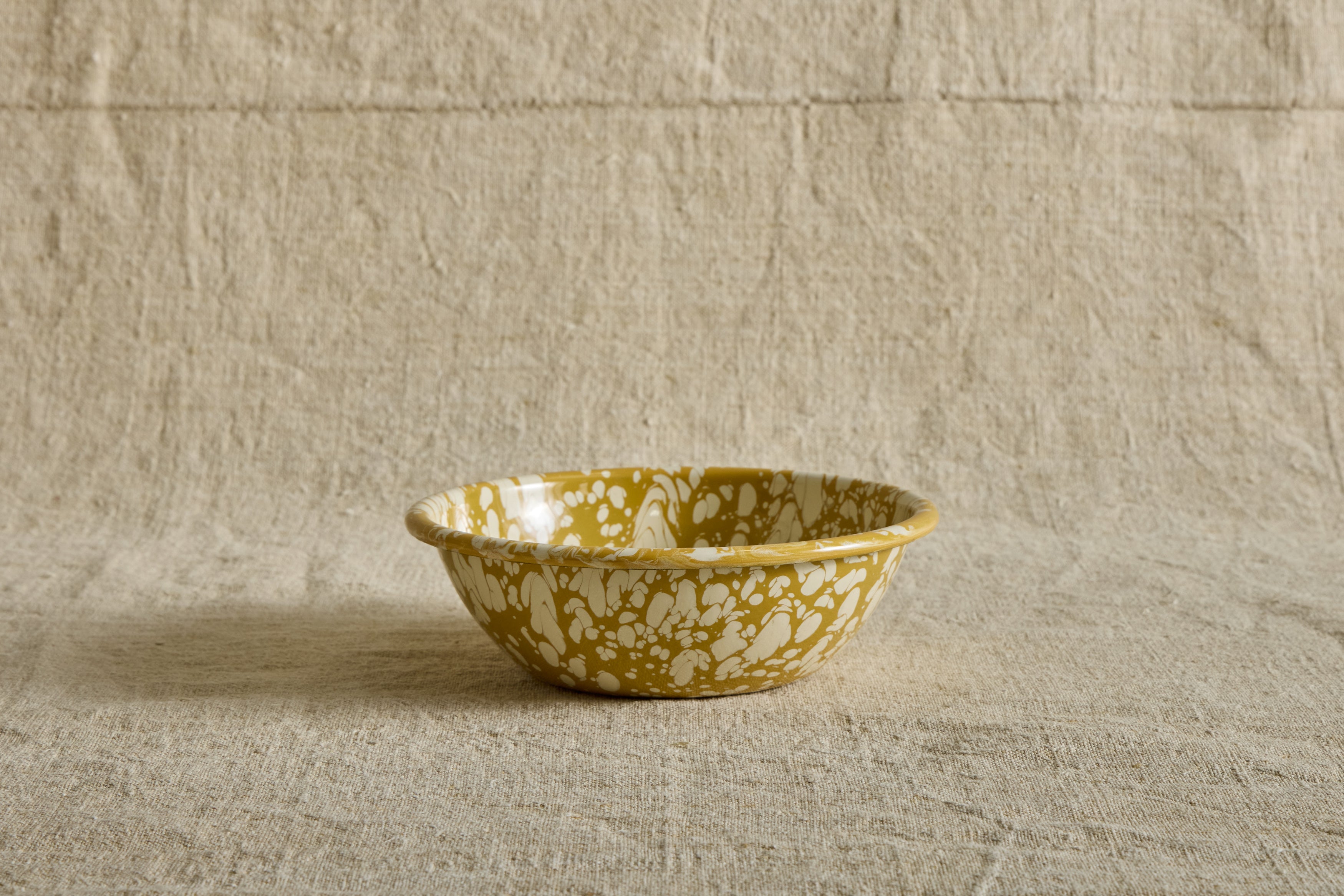 Enamelware Medium Bowl in Citron Splatter