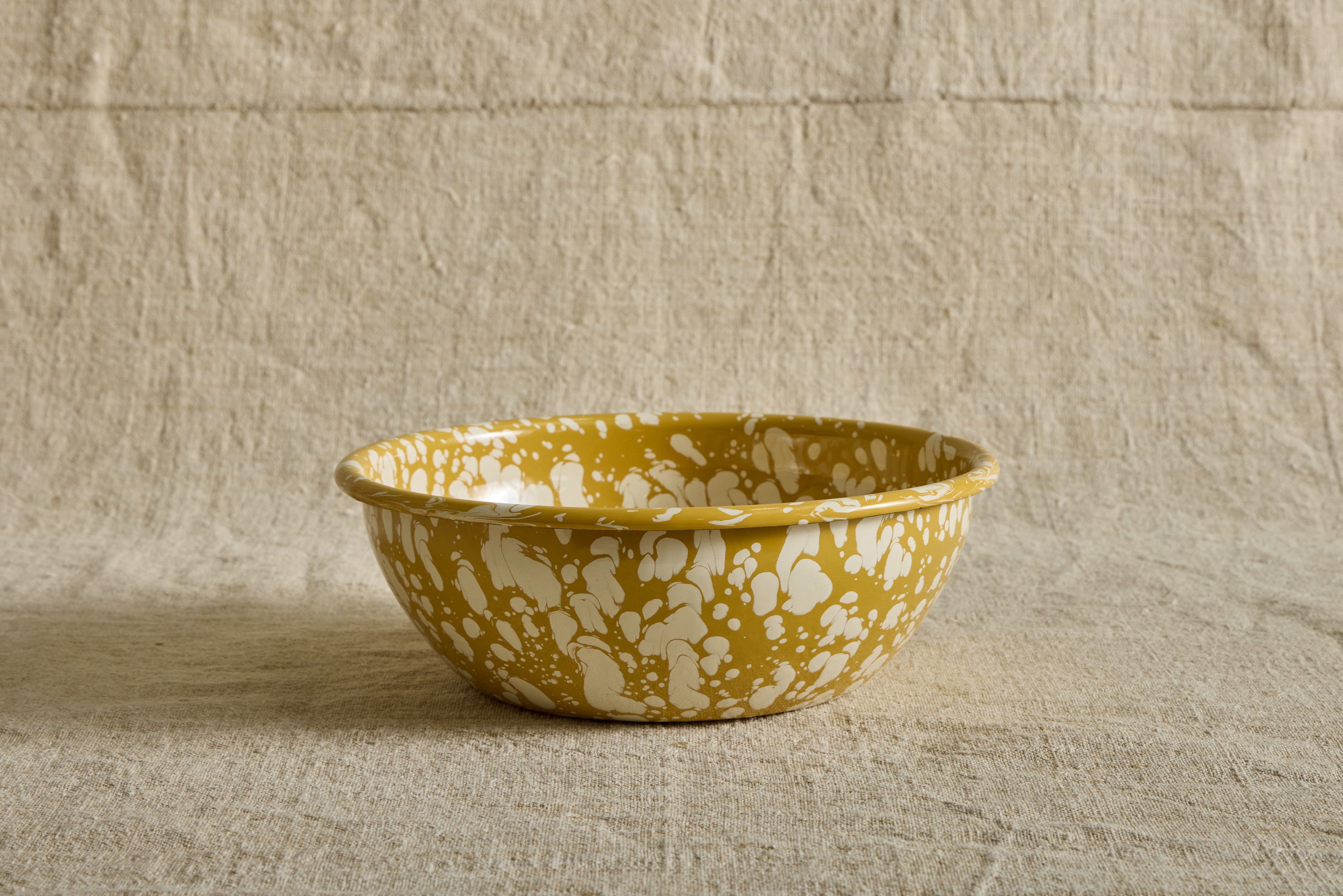 Enamelware Salad Bowl in Citron Splatter