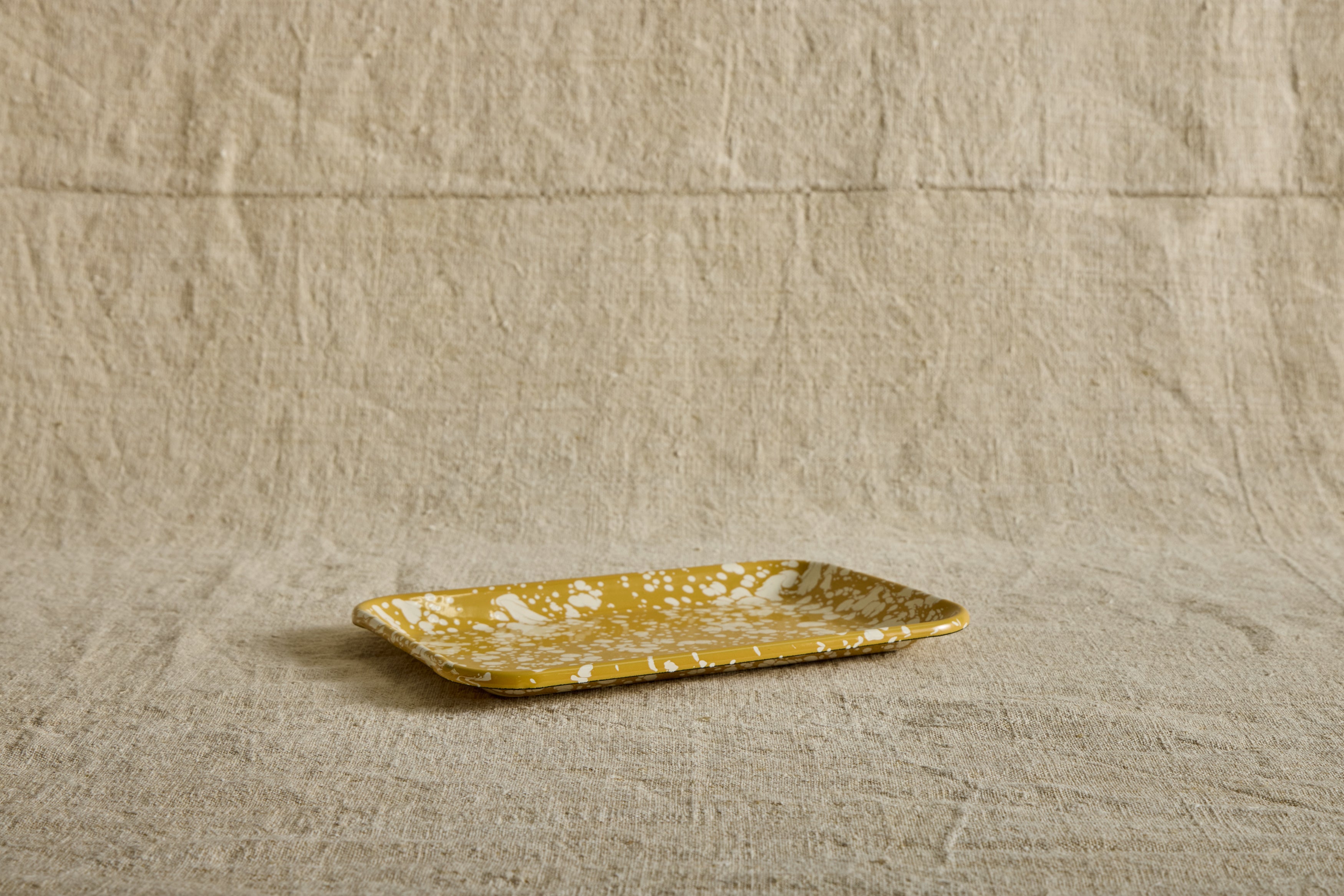 Enamelware Serving Tray in Citron Splatter