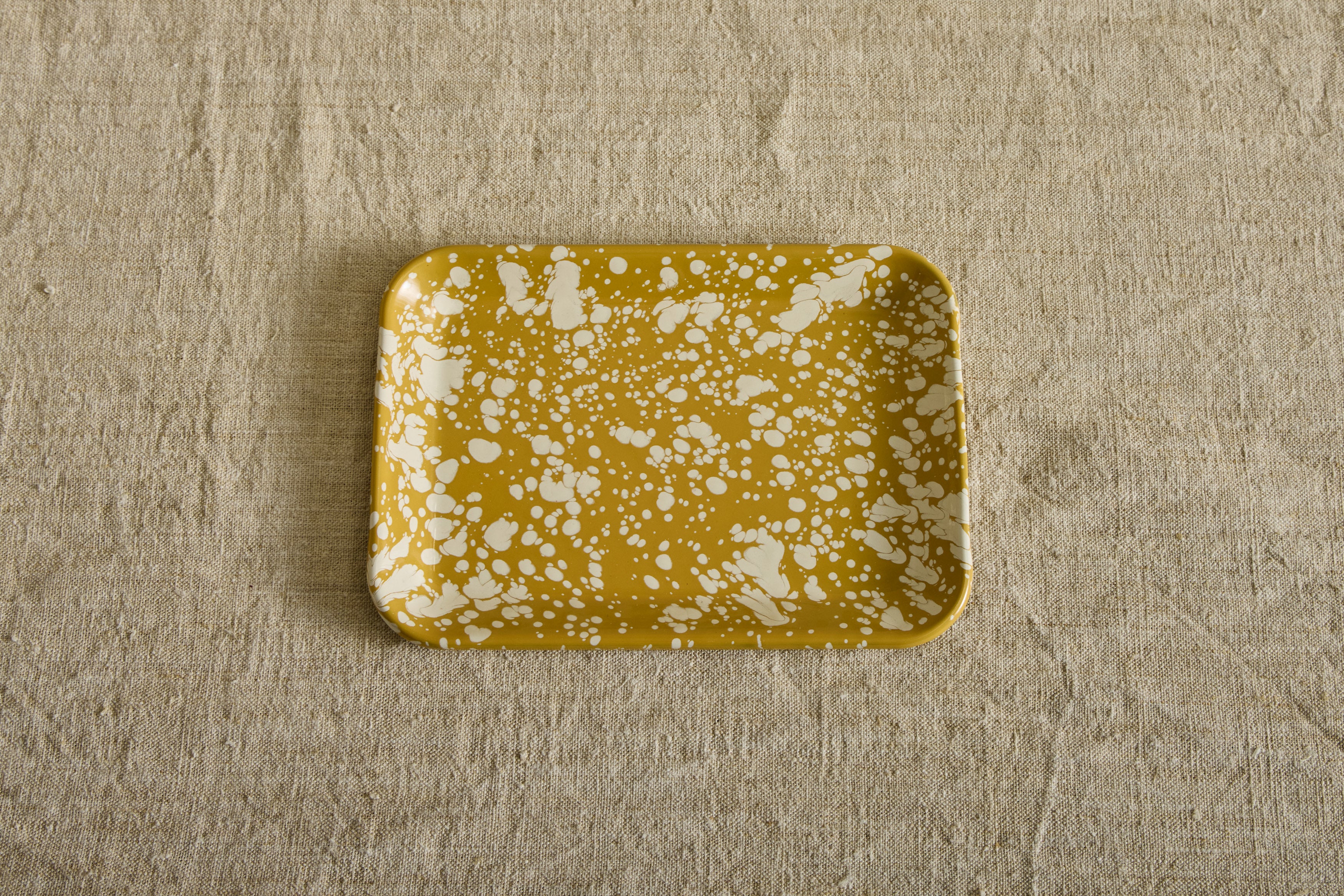 Enamelware Serving Tray in Citron Splatter