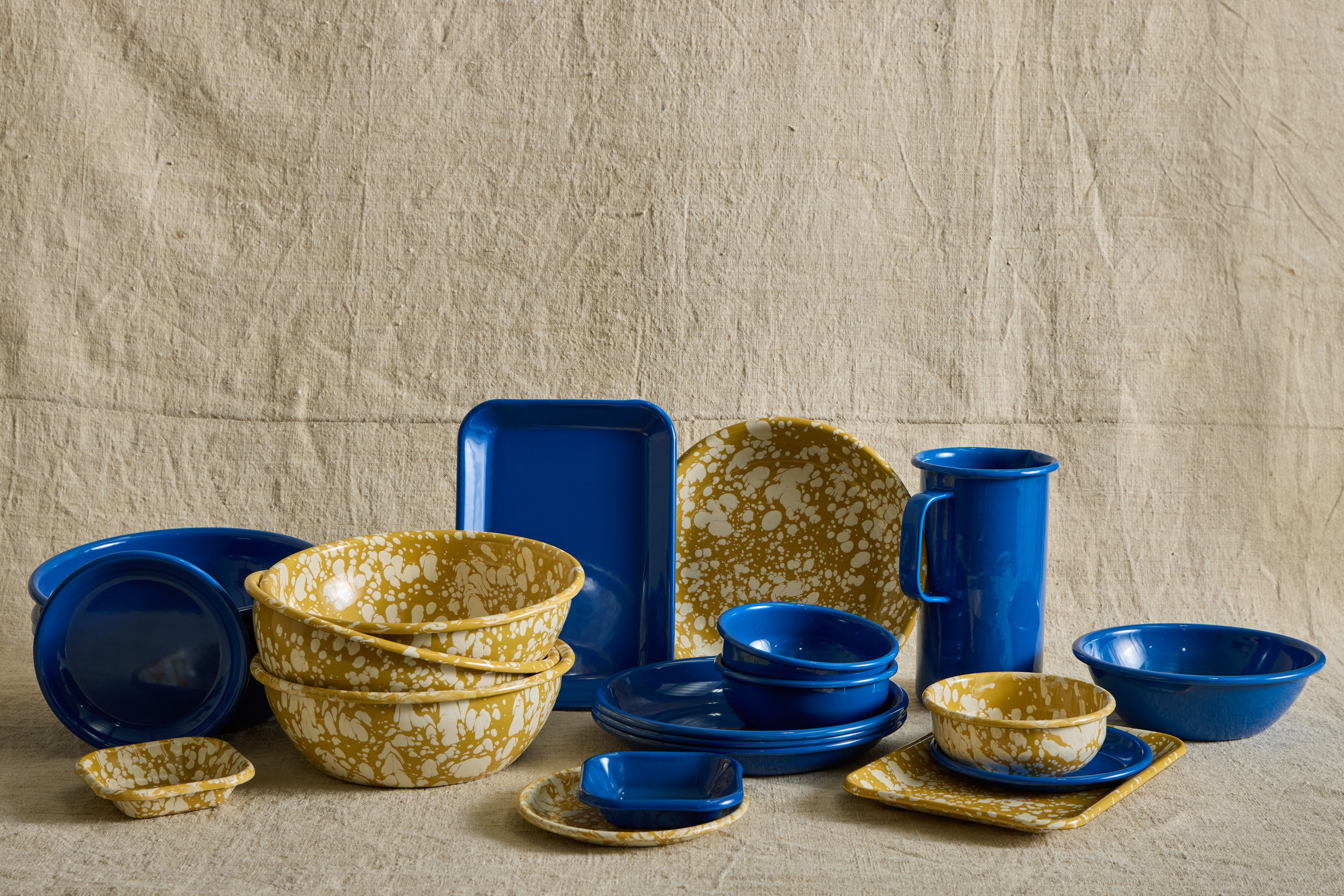 Enamelware Small Bowl in Citron Splatter