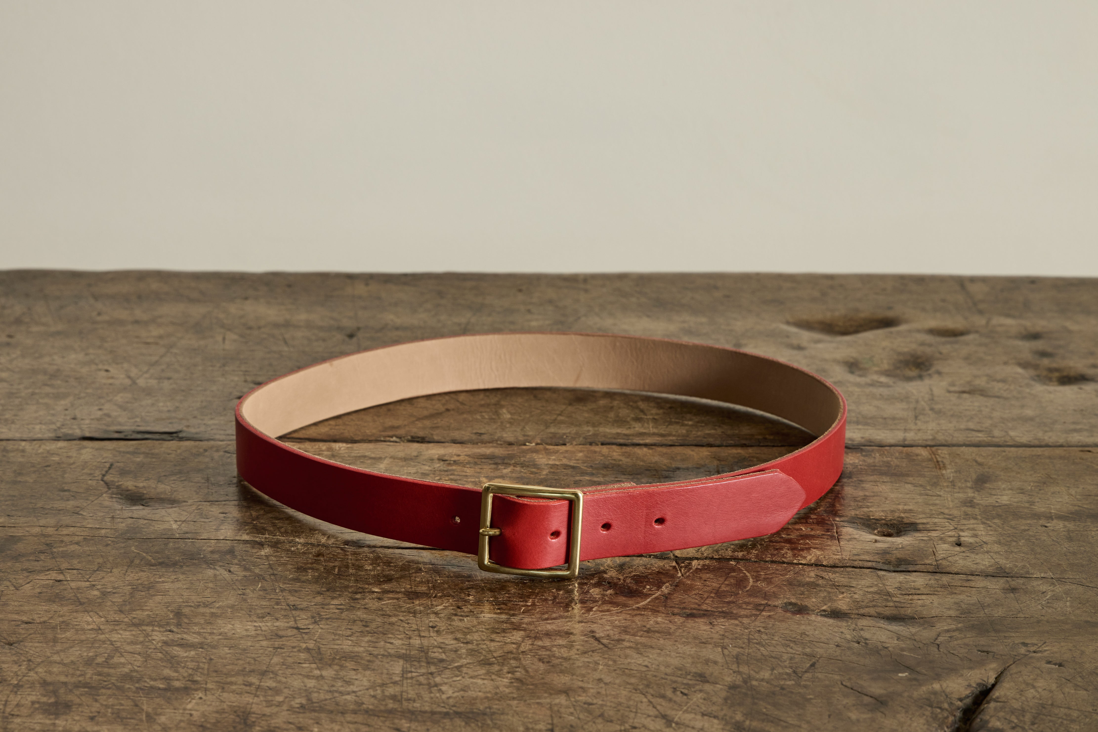 Men's Leather Belt in Red