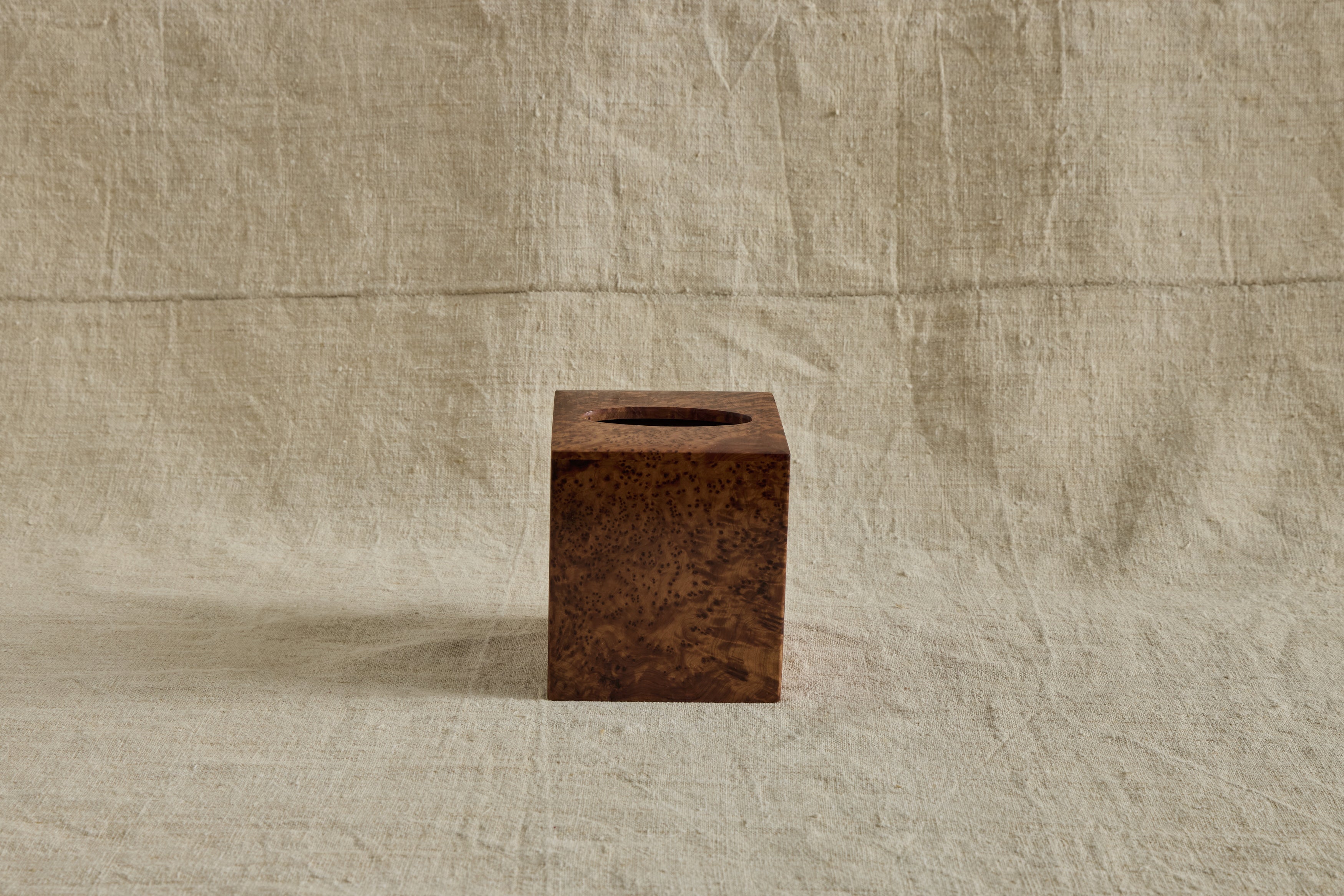 Square Burlwood Tissue Box