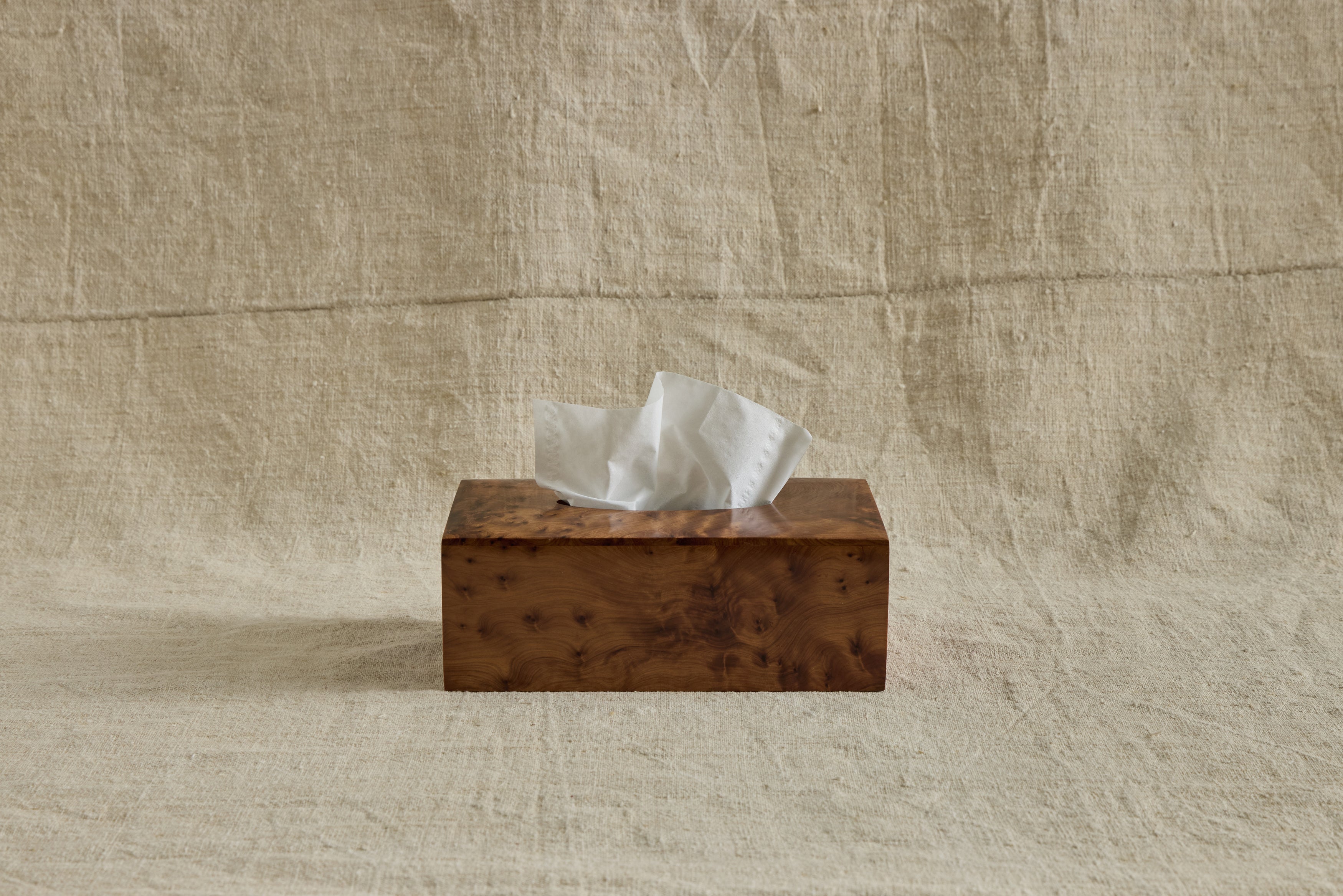 Rectangular Burlwood Tissue Box