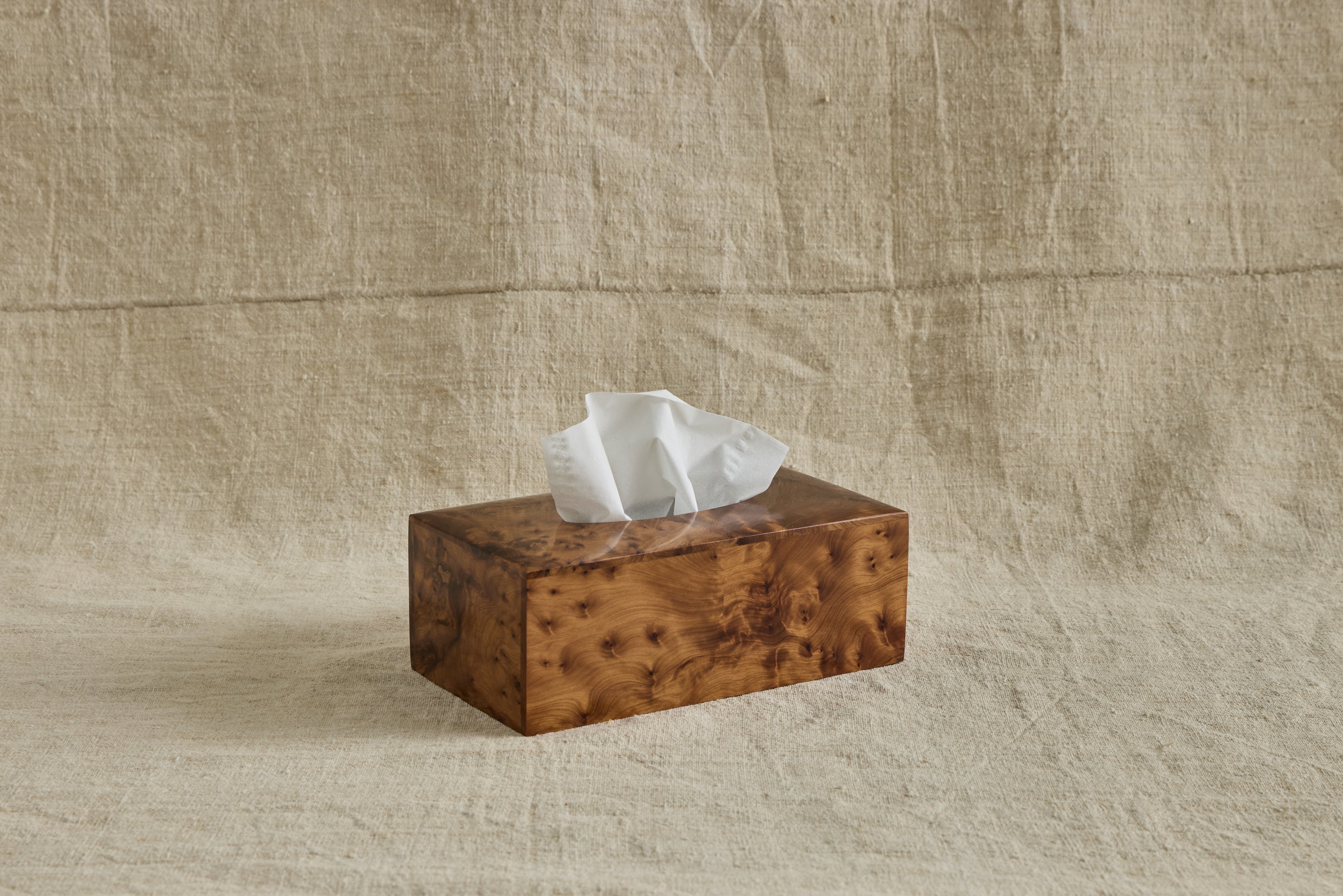 Rectangular Burlwood Tissue Box