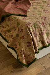 Aster Jacquard Coverlet with Fringe in Vert