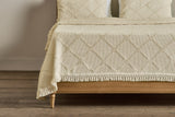Trellis Terry Fringed Coverlet in Ivory