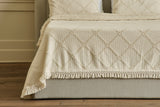 Trellis Terry Fringed Coverlet in Ivory