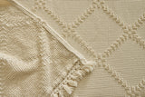Trellis Terry Fringed Coverlet in Ivory