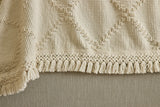Trellis Terry Fringed Coverlet in Ivory