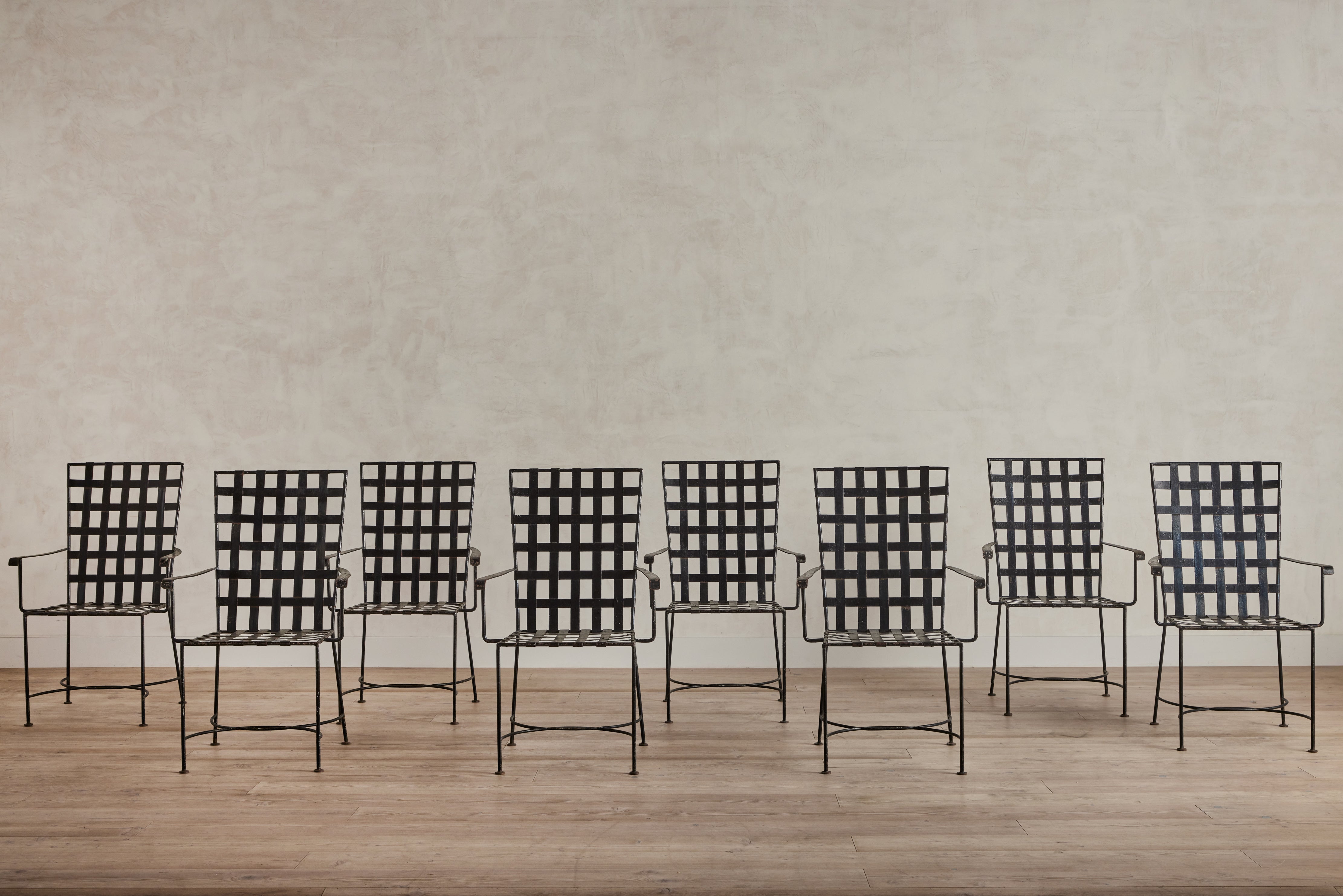 Set of 8 Iron Strap Chairs