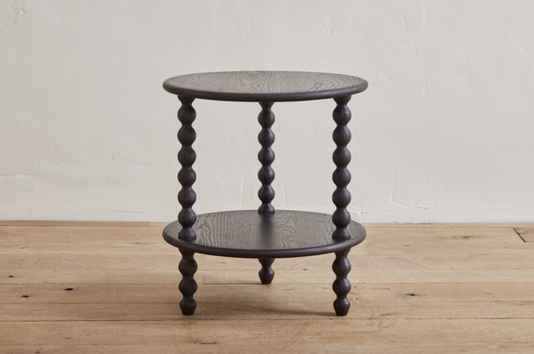 Alfred Newall, 2-Tier Round Bobbin Side Table in Ebony (LA)