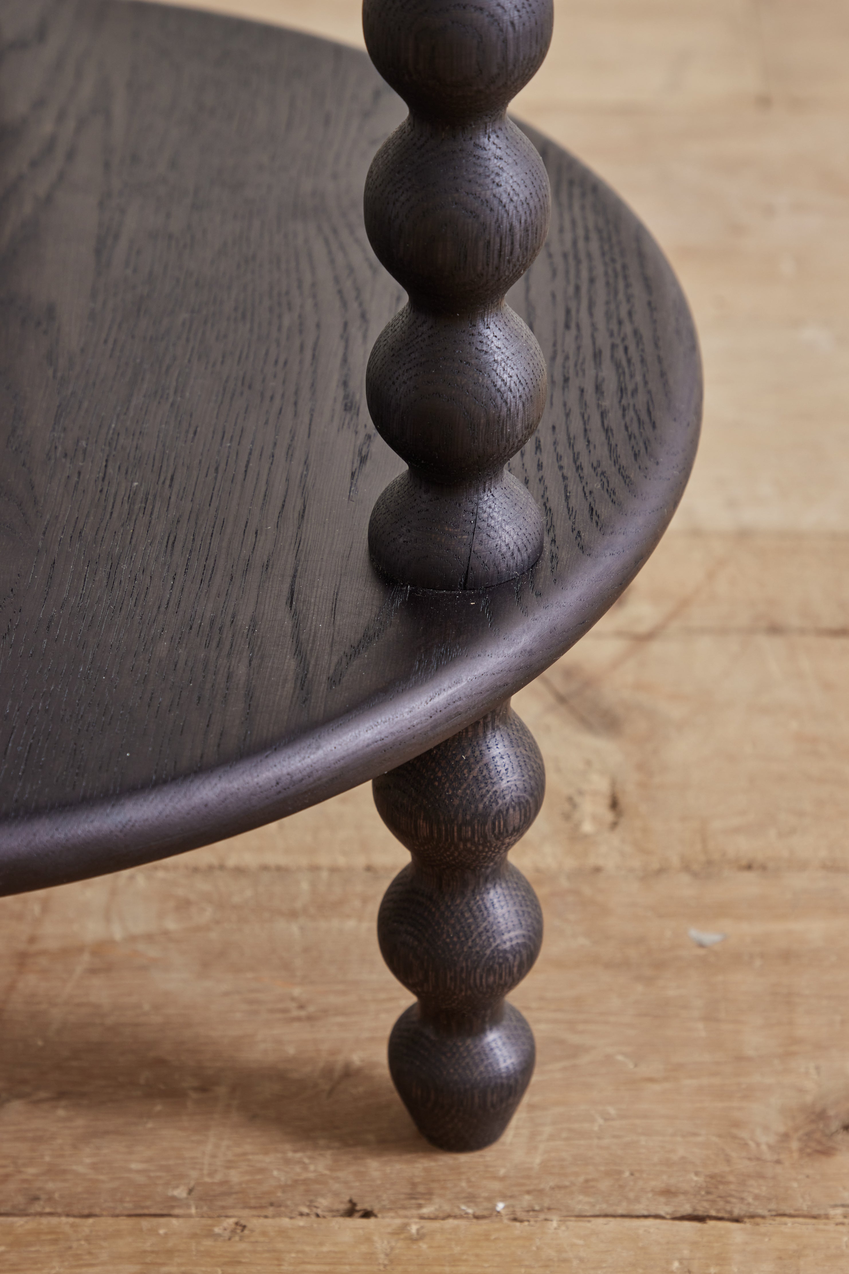 2-Tier Round Bobbin Side Table in Ebony