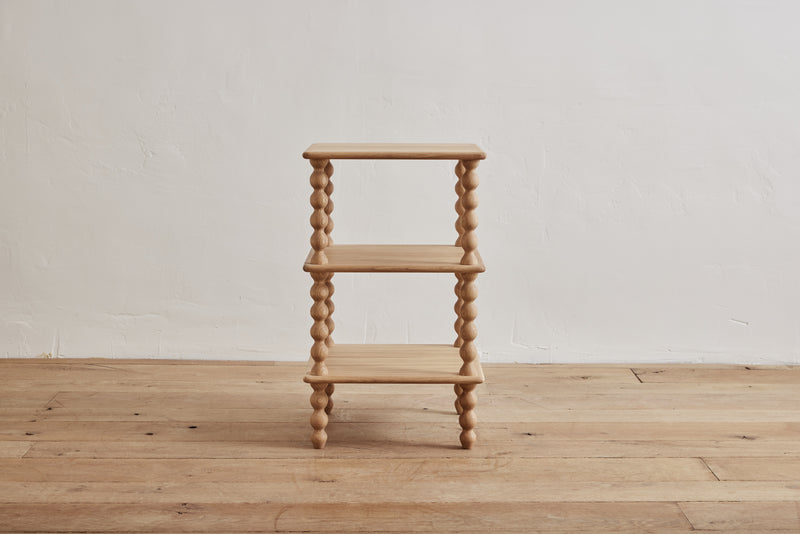 Alfred Newall 3-Tier Bobbin Side Table in Natural Oak