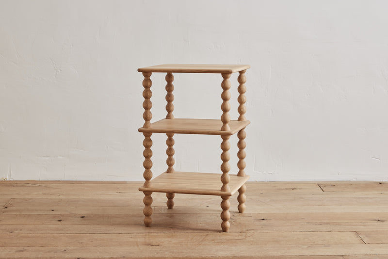 Alfred Newall 3-Tier Bobbin Side Table in Natural Oak
