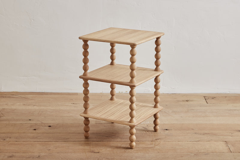 Alfred Newall 3-Tier Bobbin Side Table in Natural Oak